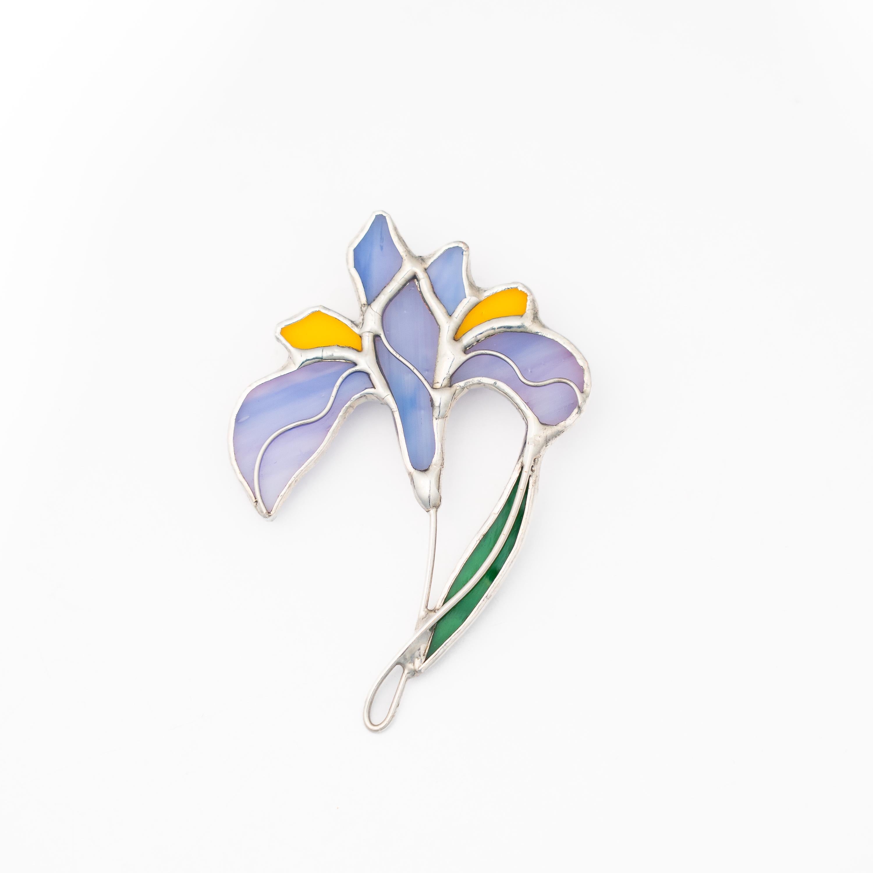Iris stained glass jewelry Daughter in law gift Flower brooch