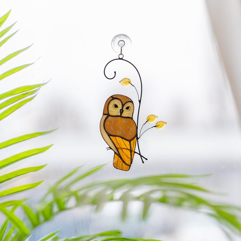 Owl stained glass bird suncatcher Fathers day gift Yard art