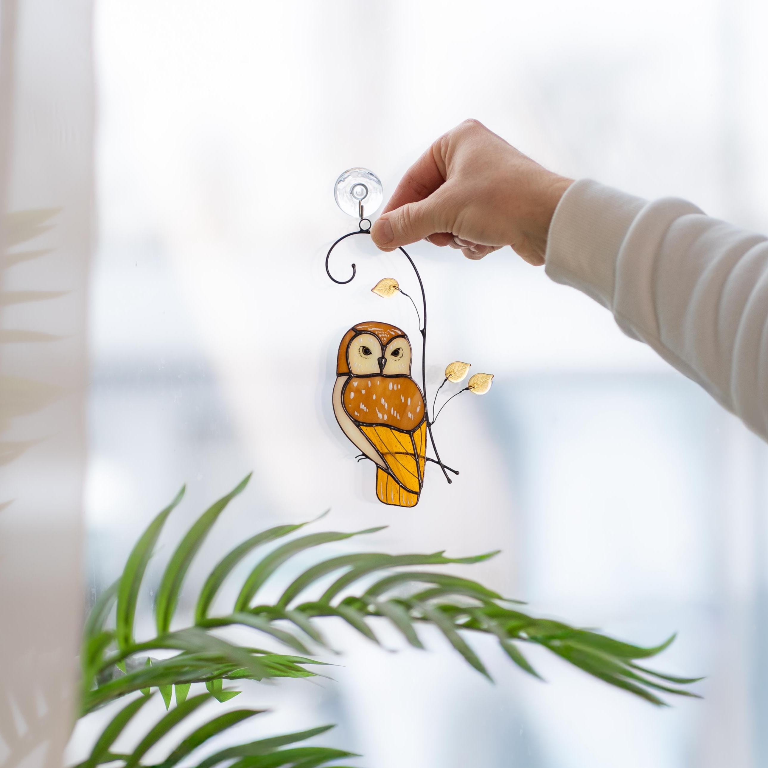 Owl stained glass bird suncatcher Fathers day gift Yard art