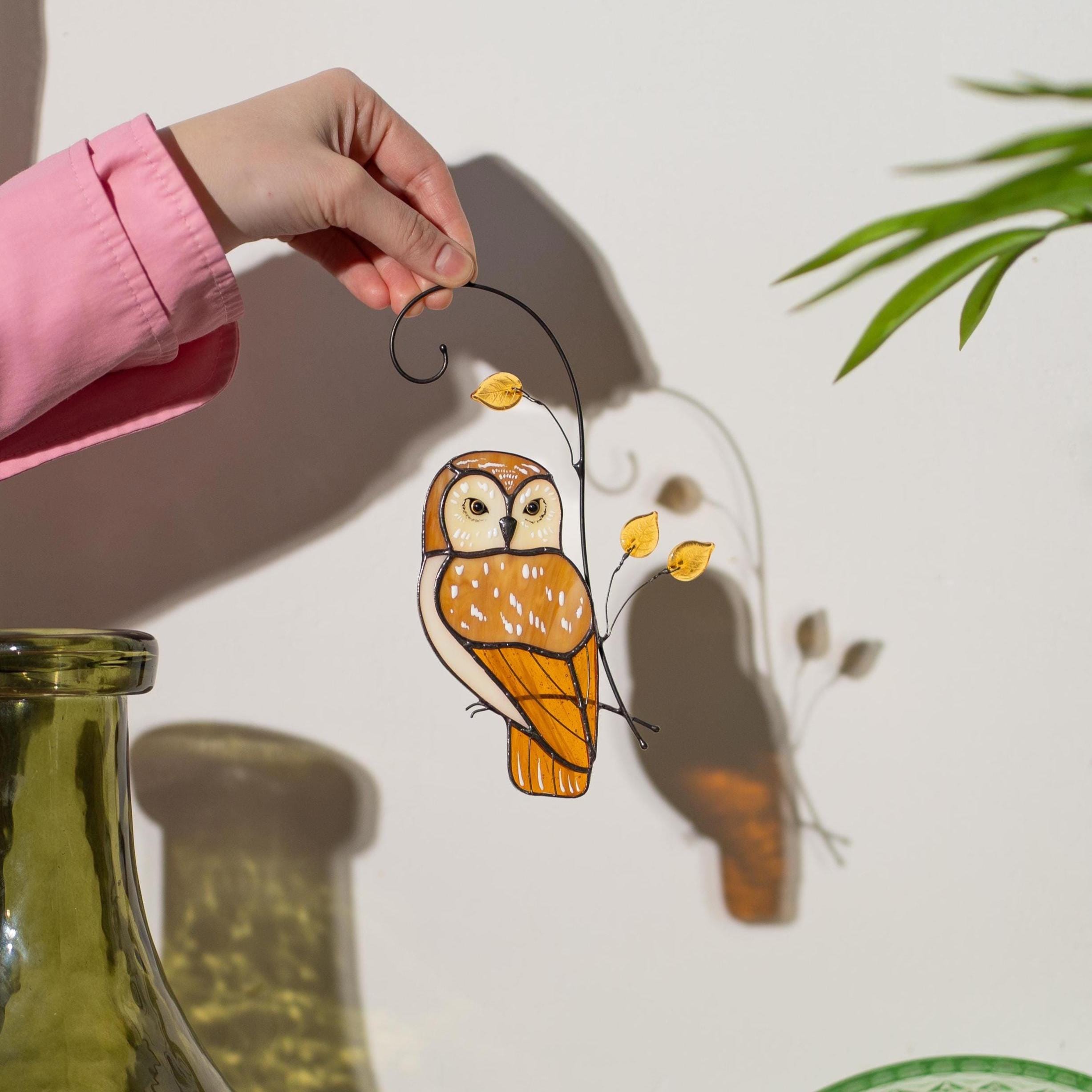 Owl stained glass bird suncatcher Fathers day gift Yard art