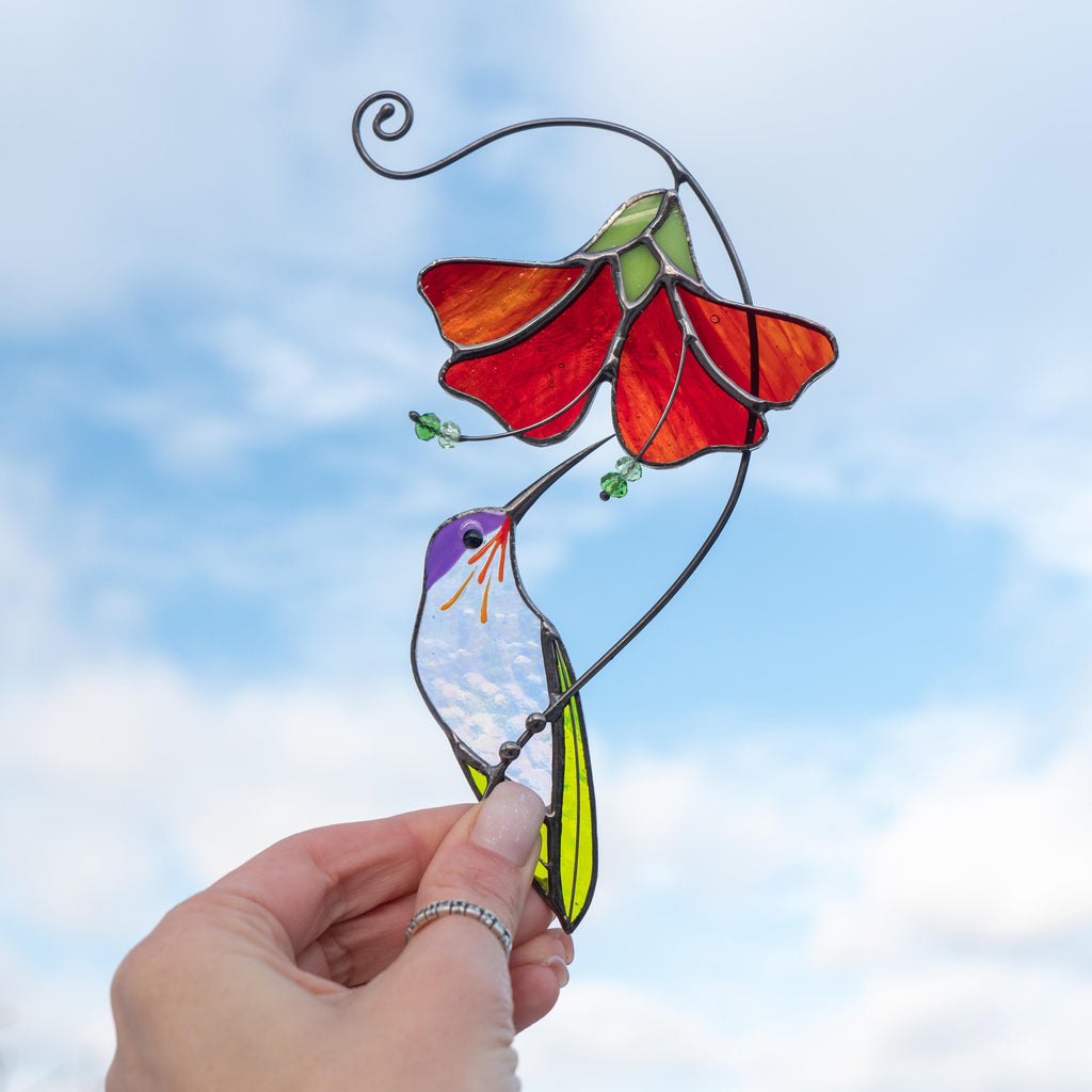 Hummingbird stained glass window hangings Mother in law gifts Bird suncatcher Garden decoration