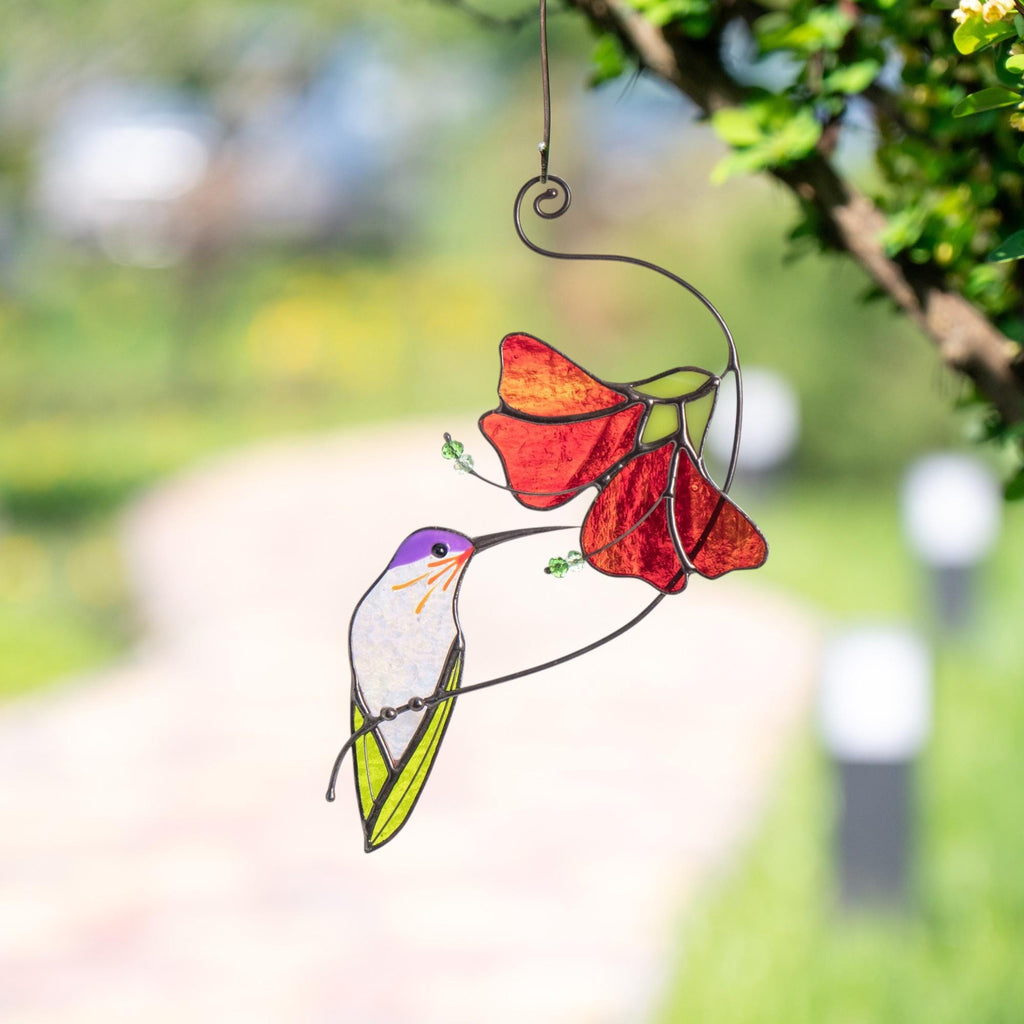 Hummingbird stained glass window hangings Mother in law gifts Bird suncatcher Garden decoration