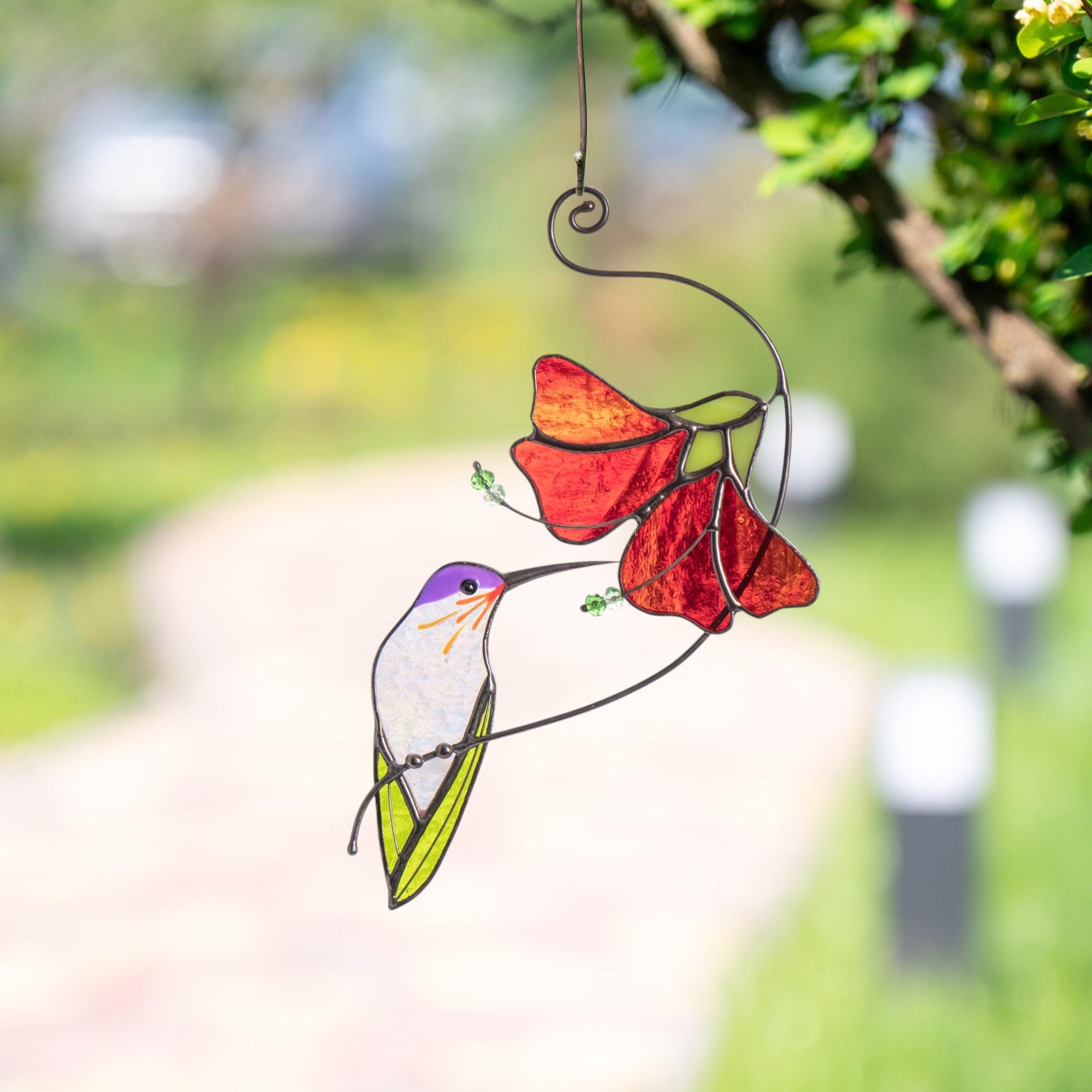 Hummingbird stained glass window hangings Mother in law gifts Bird suncatcher Garden decoration