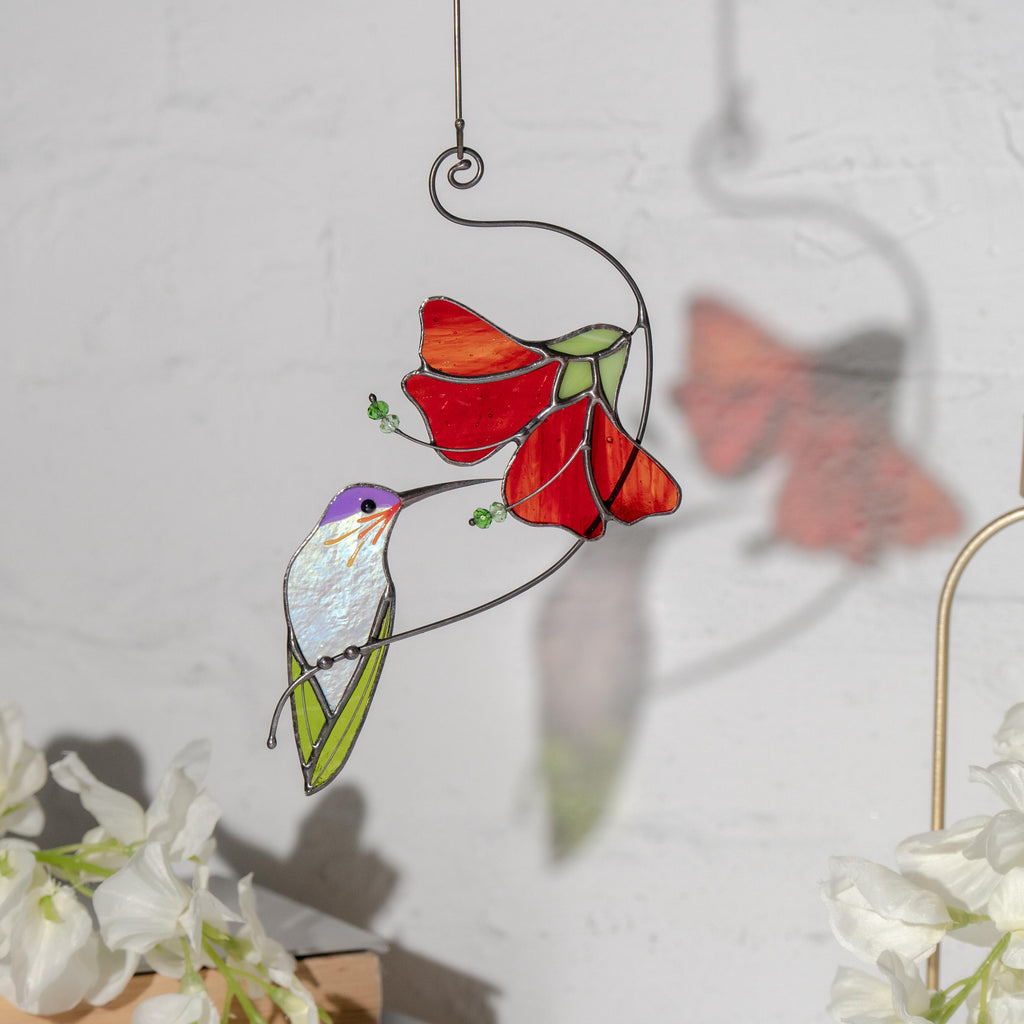 Hummingbird stained glass window hangings Mother in law gifts Bird suncatcher Garden decoration