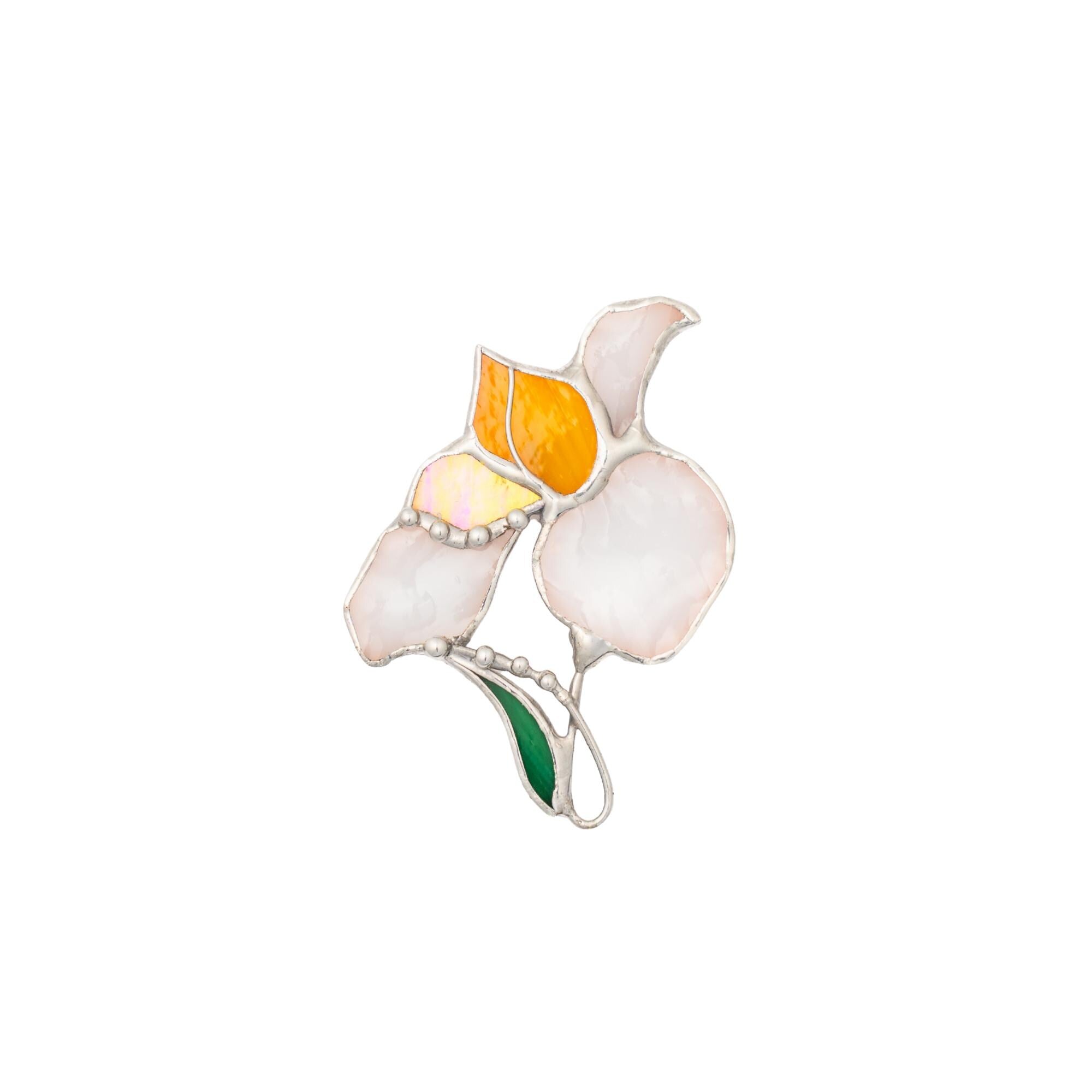 Flower brooch Gift for her Iris stained glass nature inspired jewelry