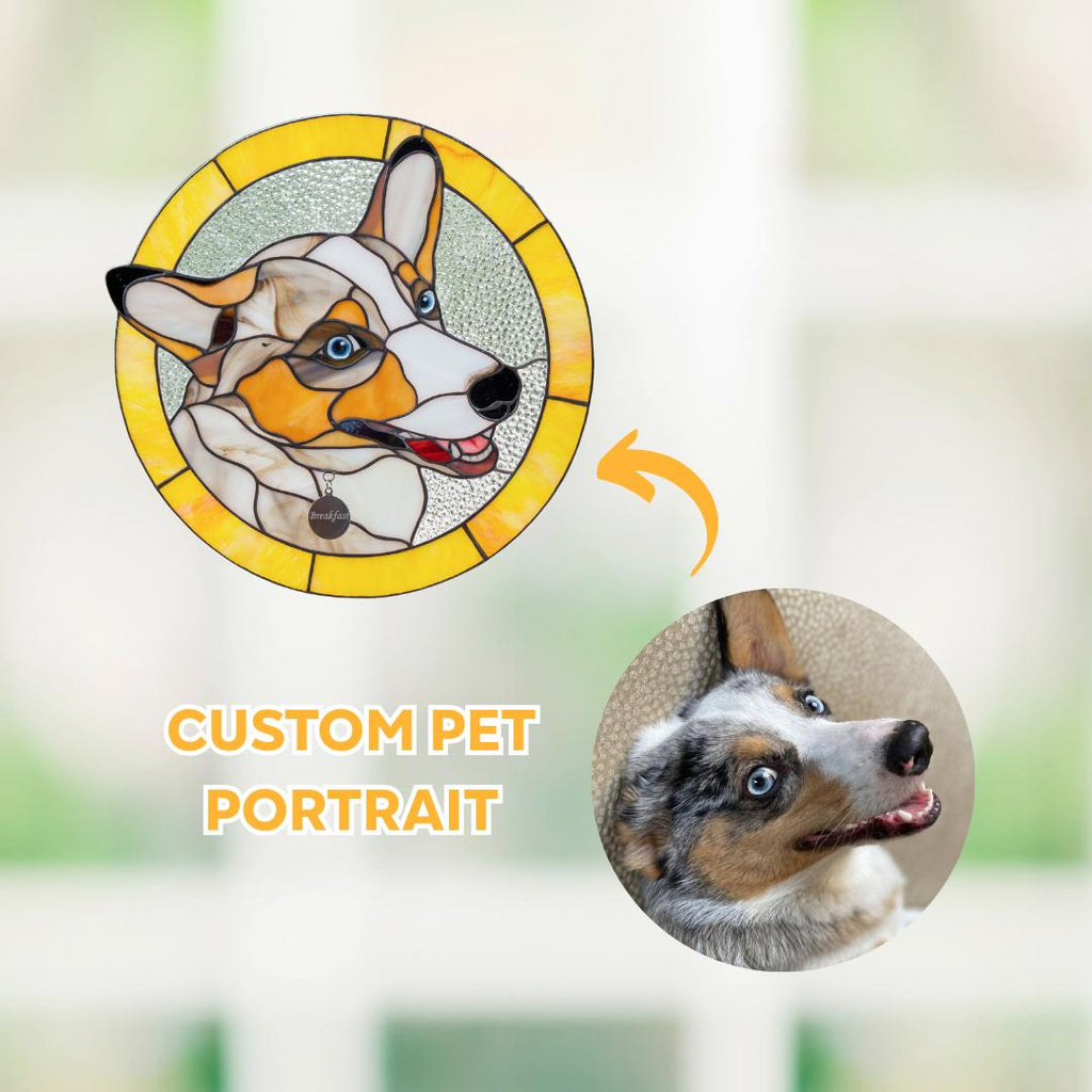 Stained glass custom dog portrait Mothers day gift Personalized pet gift
