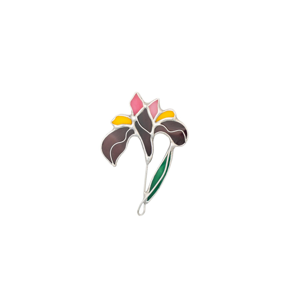 Stained glass iris jewelry Mothers Day gift ideas Floral brooch