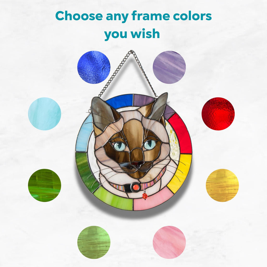 Dog memorial stained glass window hangings Custom pet portrait from photo Cat loss gift