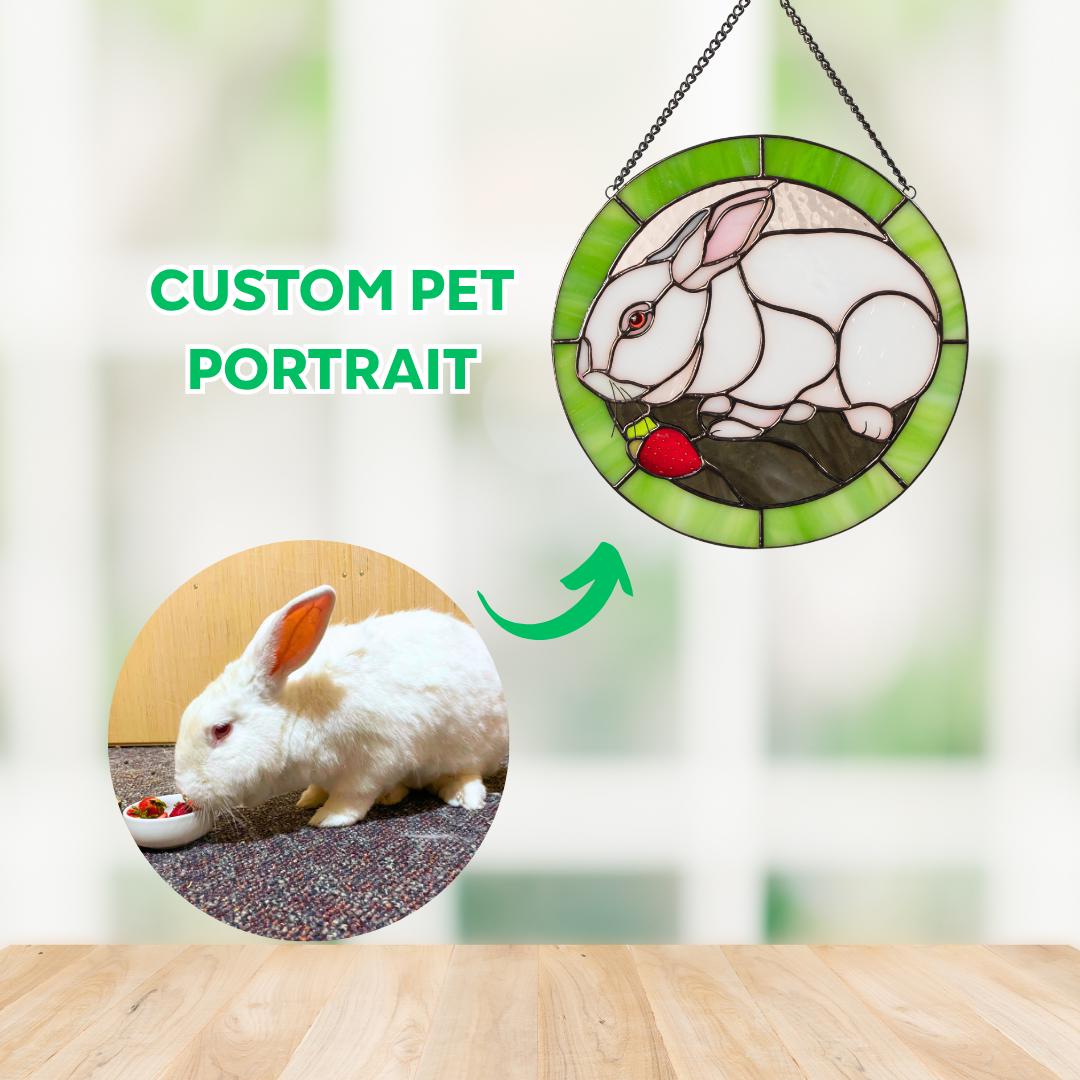 Dog memorial stained glass window hangings Custom pet portrait from photo Cat loss gift