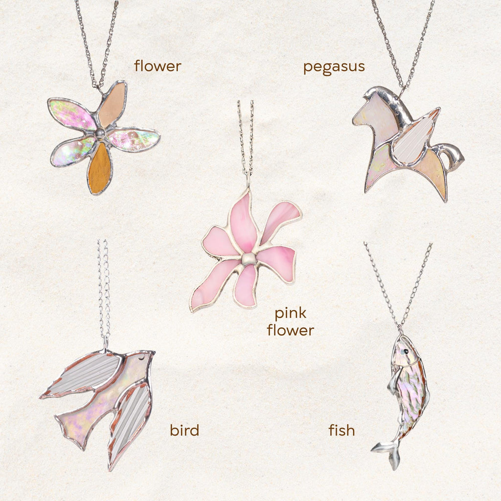 Daffodil necklace stained glass jewelry Gift for her Flower pendant