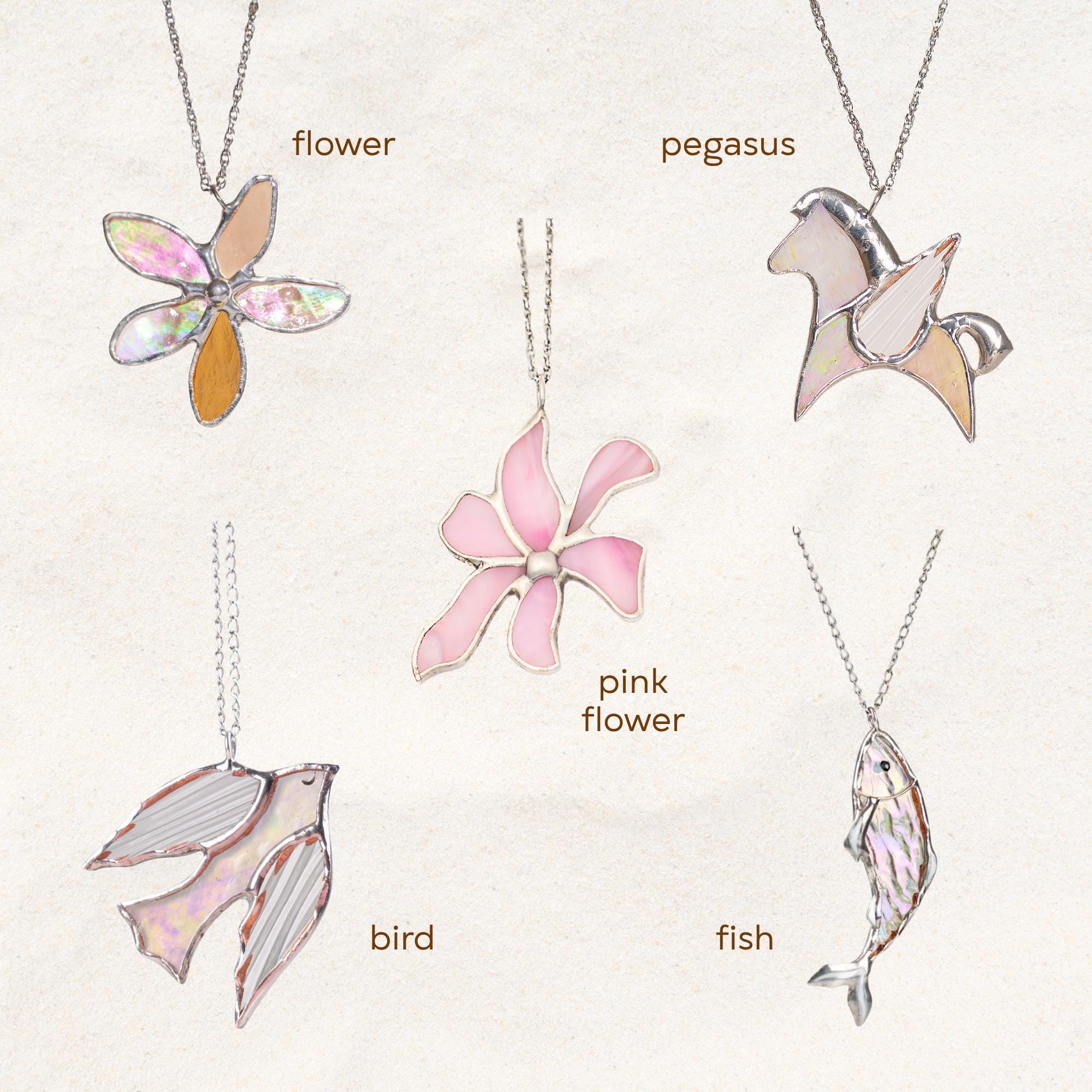 Daffodil necklace stained glass jewelry Gift for her Flower pendant