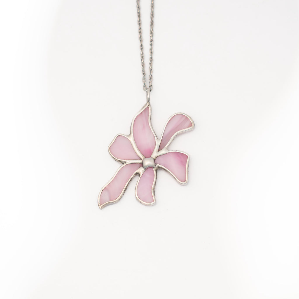 Flower necklace stained glass jewelry Mom gift ideas Botanical jewelry