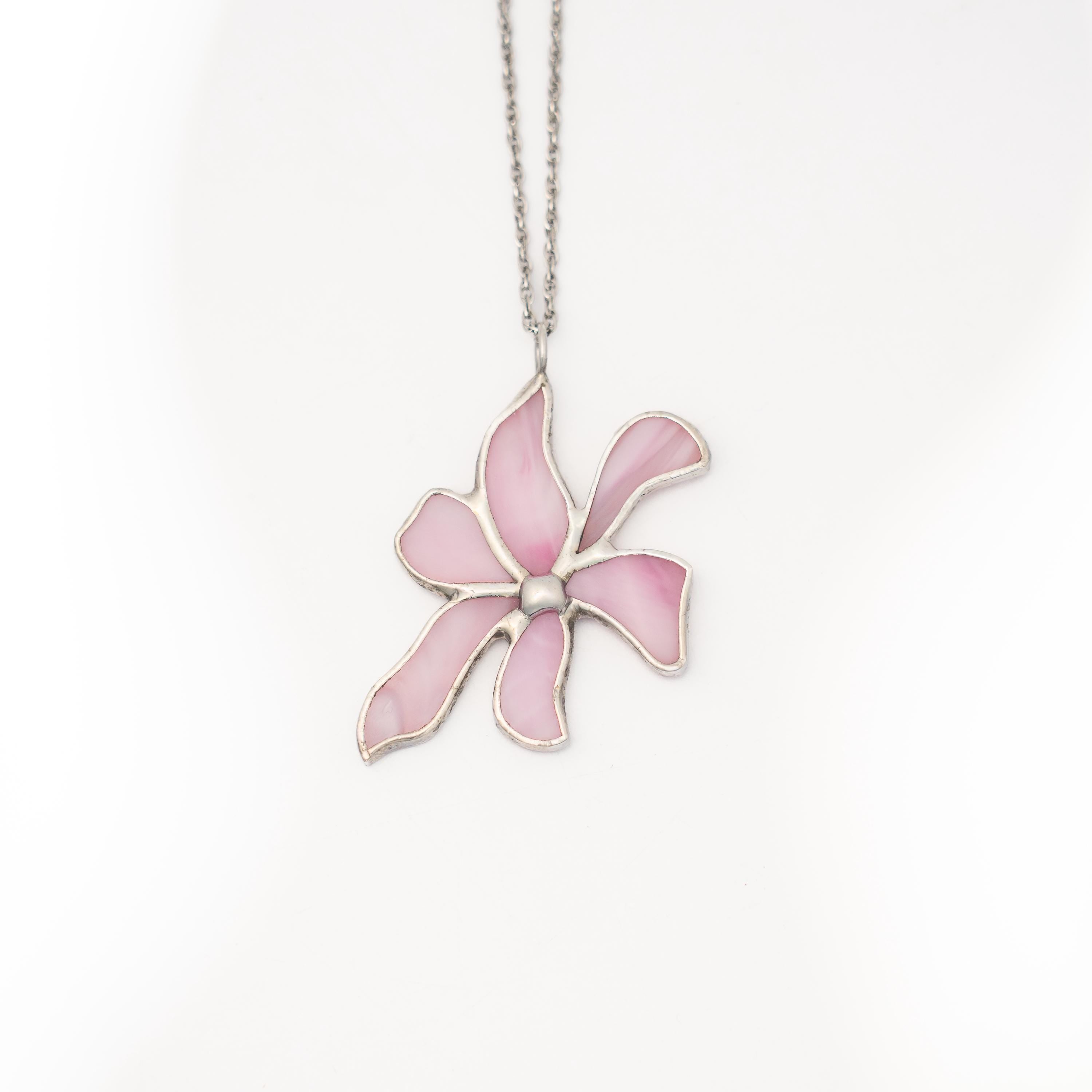 Flower necklace stained glass jewelry Mom gift ideas Botanical jewelry
