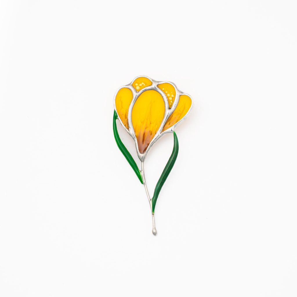 Saffron stained glass jewelry Mother in law gift Floral brooch