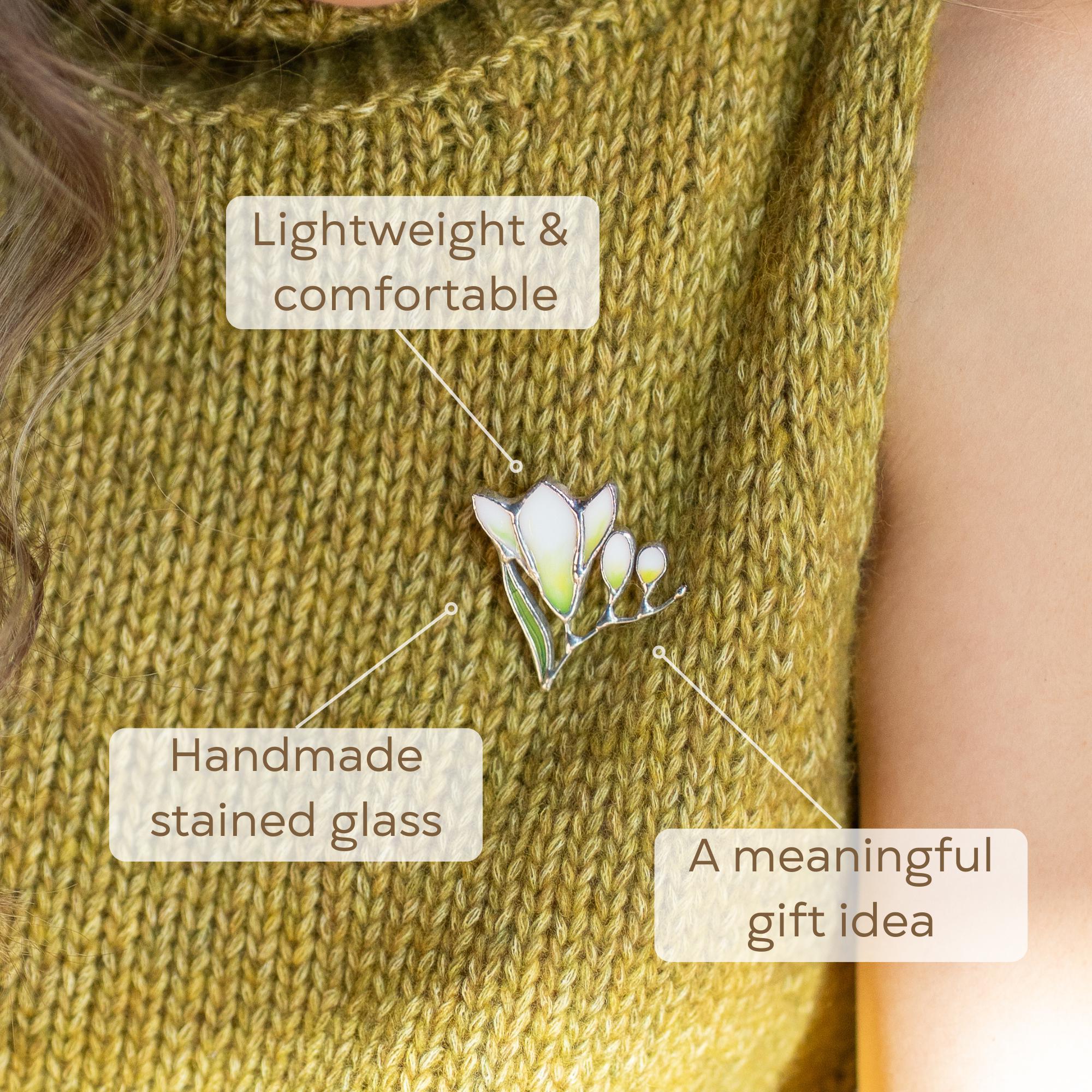 Freesia stained glass nature inspired jewelry Mothers Day gift ideas Floral necklace