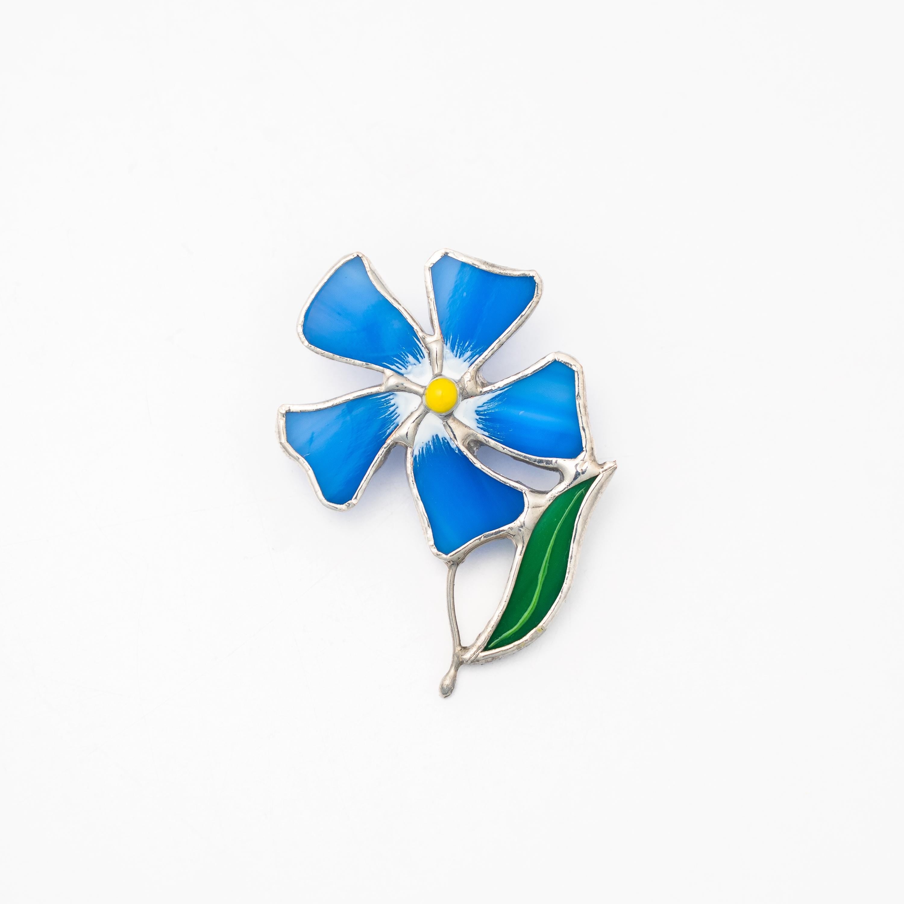 Periwinkle stained glass jewelry Daughter in law gift Flower brooch