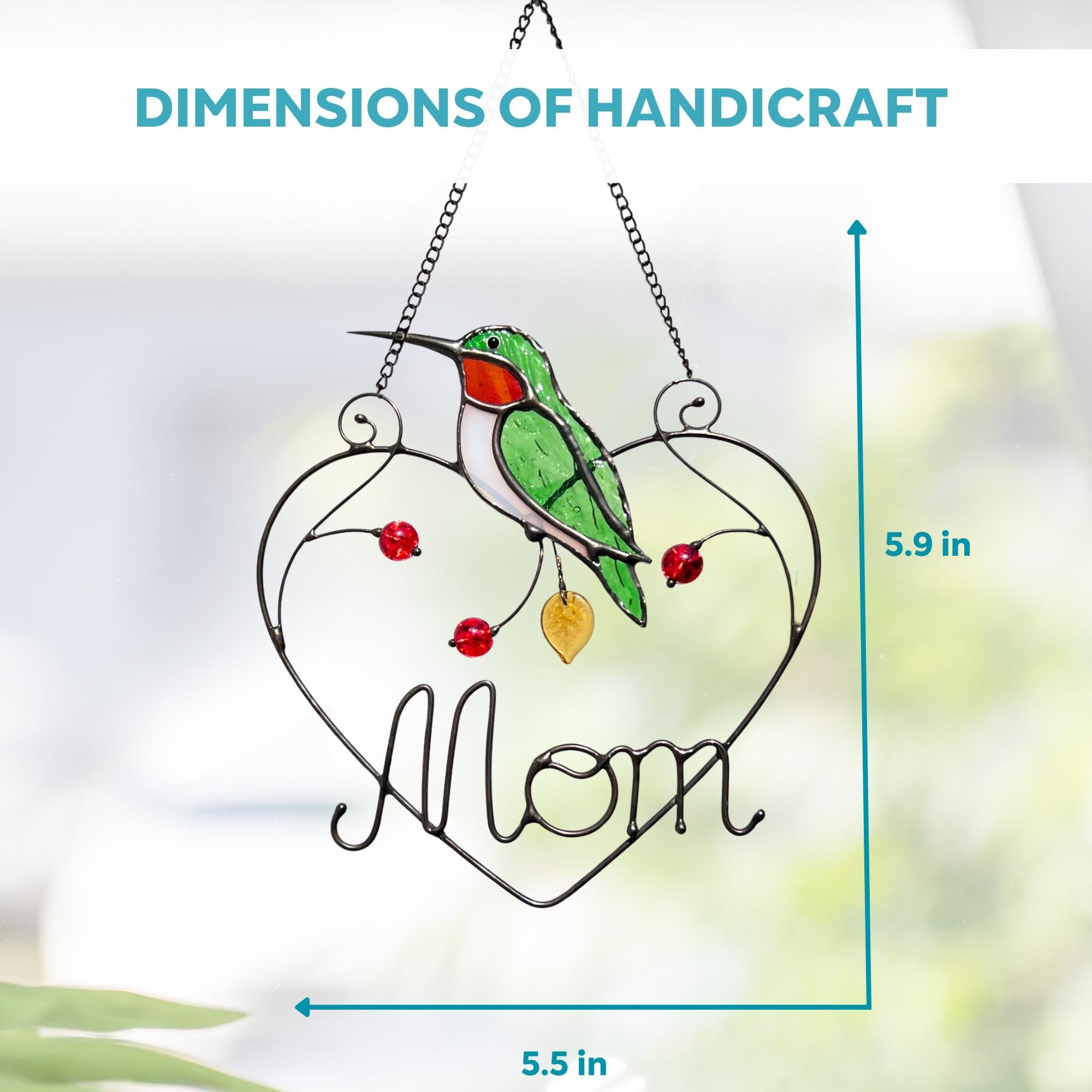 Hummingbird stained glass window hangings Mothers Day gift Ruby throated hummingbird gifts