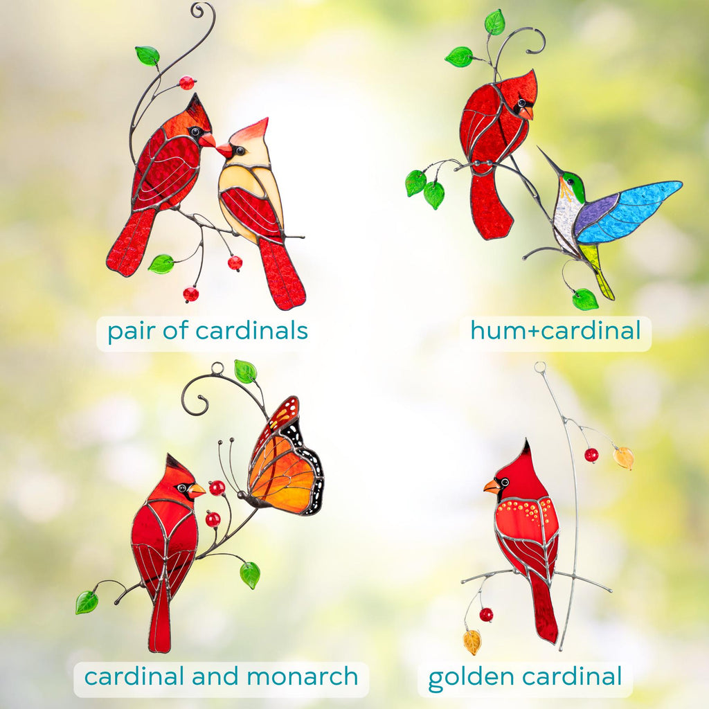 Cardinal stained glass window hangings Personalized unique gift for mom Stained glass bird suncatcher Cardinal memorial gift